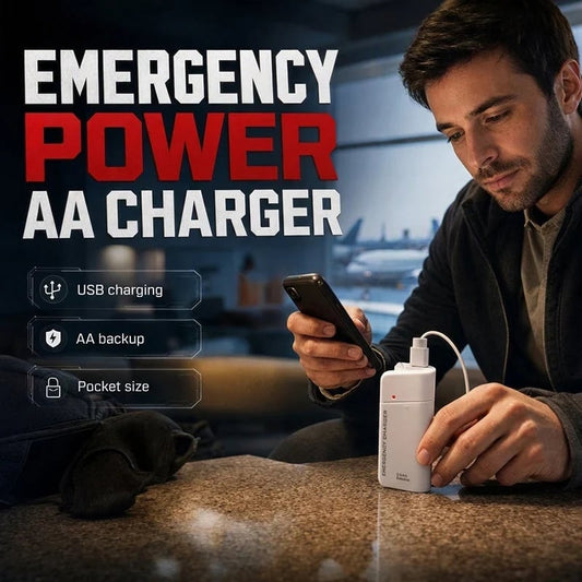 Portable Emergency Phone Charger AA Battery Powered Power Bank with LED Flashlight
