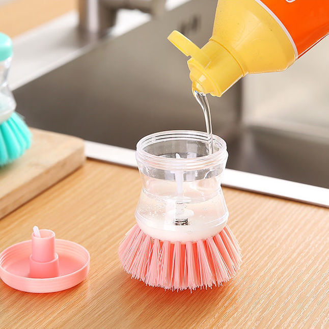 Soap-Dispensing Palm Scrub Brush for Dishes &amp; Sinks